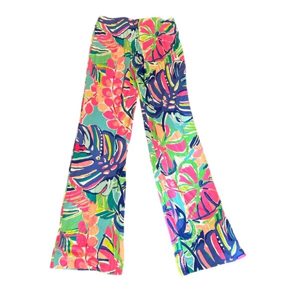 Lilly Pulitzer Women XS Floral Print Wide Leg Pants Colorful Tropical Loungewear - Picture 2 of 7